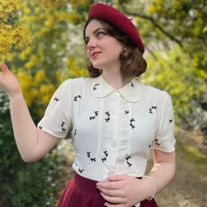 Andrea Blouse in Cream Doggy