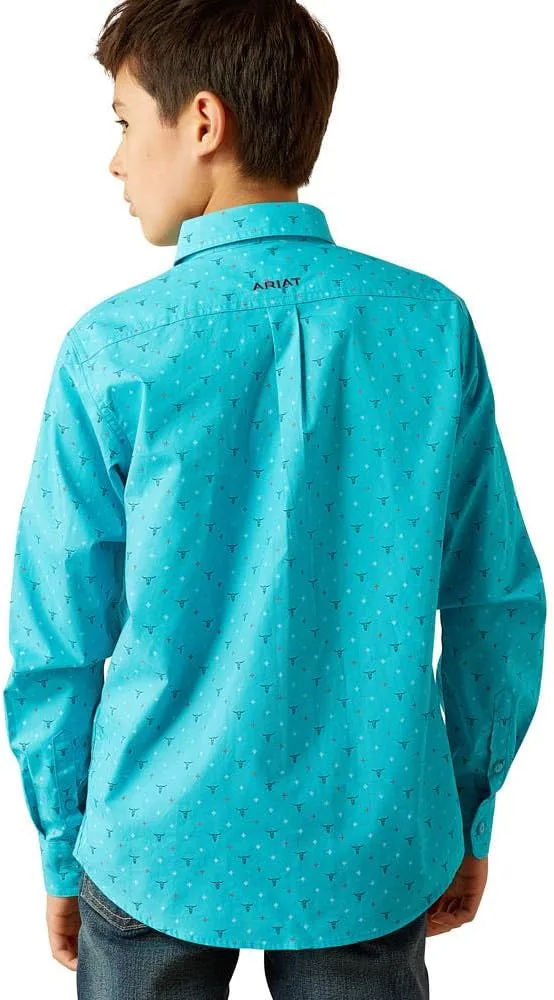 ARIAT Boys Classic Fit Turquoise Shirt