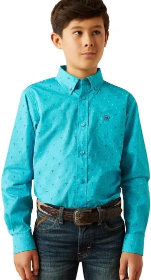 ARIAT Boys Classic Fit Turquoise Shirt