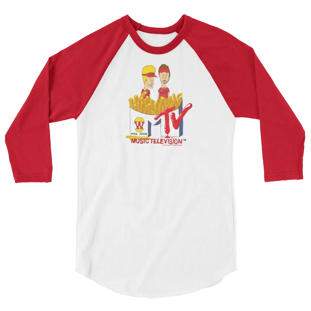 Beavis and Butt-Head Burger World Unisex 3/4 Sleeve Raglan Shirt