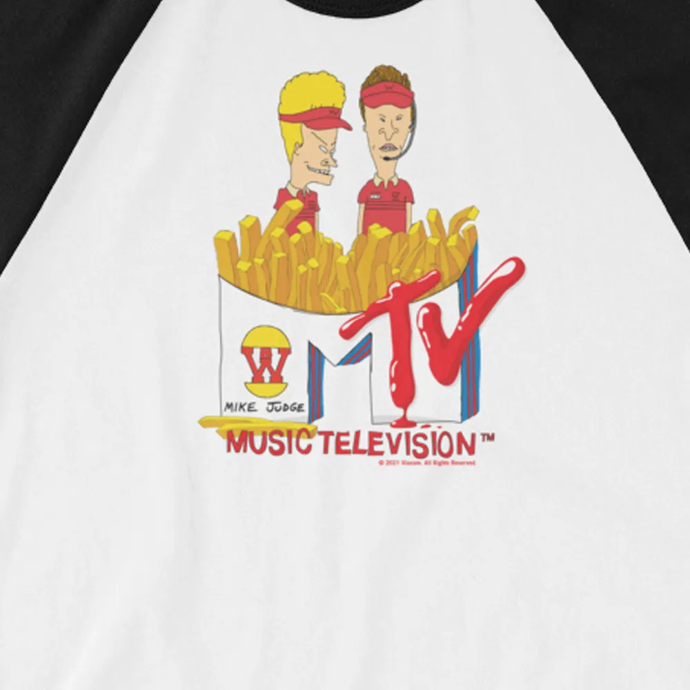 Beavis and Butt-Head Burger World Unisex 3/4 Sleeve Raglan Shirt