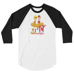 Beavis and Butt-Head Burger World Unisex 3/4 Sleeve Raglan Shirt