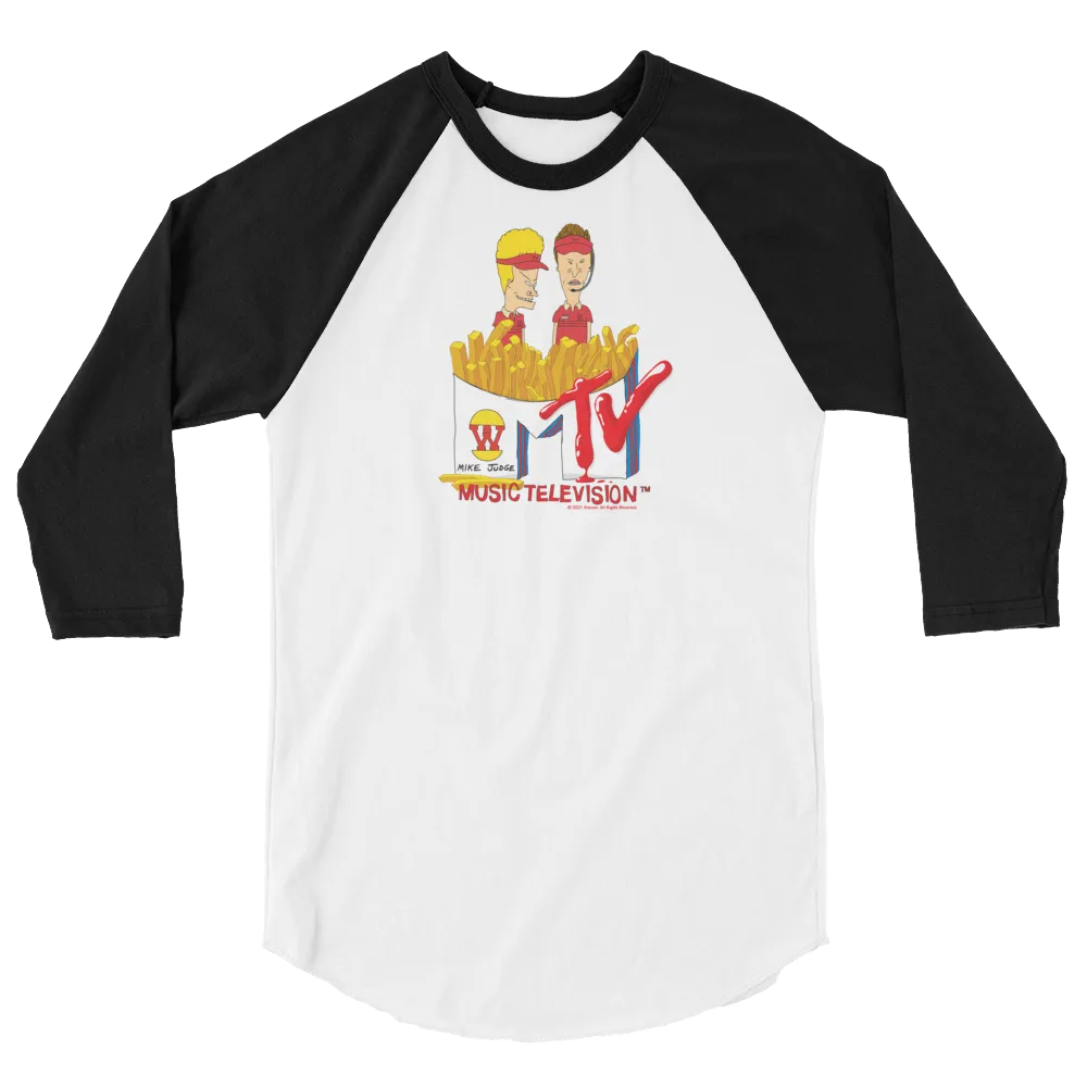 Beavis and Butt-Head Burger World Unisex 3/4 Sleeve Raglan Shirt