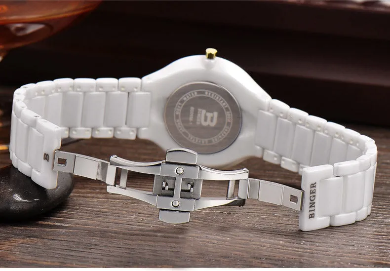 Binger Swiss Ceramic Quartz Couple Watch BS8006CA