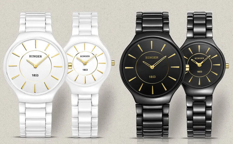 Binger Swiss Ceramic Quartz Couple Watch BS8006CA