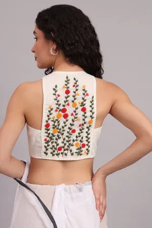 Blossom Threadwork Blouse  Cotton Comfort with Hand Embroidered Charm