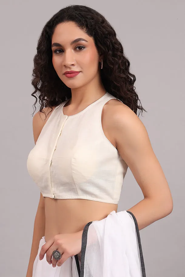 Blossom Threadwork Blouse  Cotton Comfort with Hand Embroidered Charm