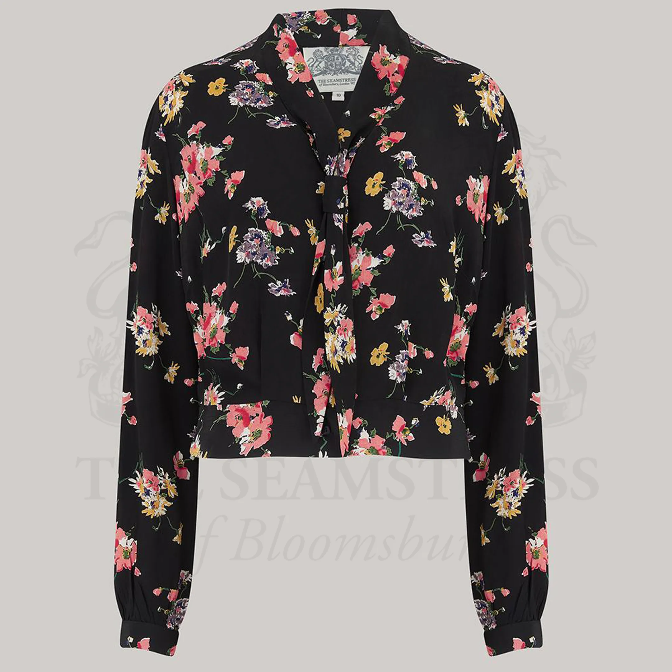 Bonnie Sailor Blouse Long Sleeve in Black Mayflower