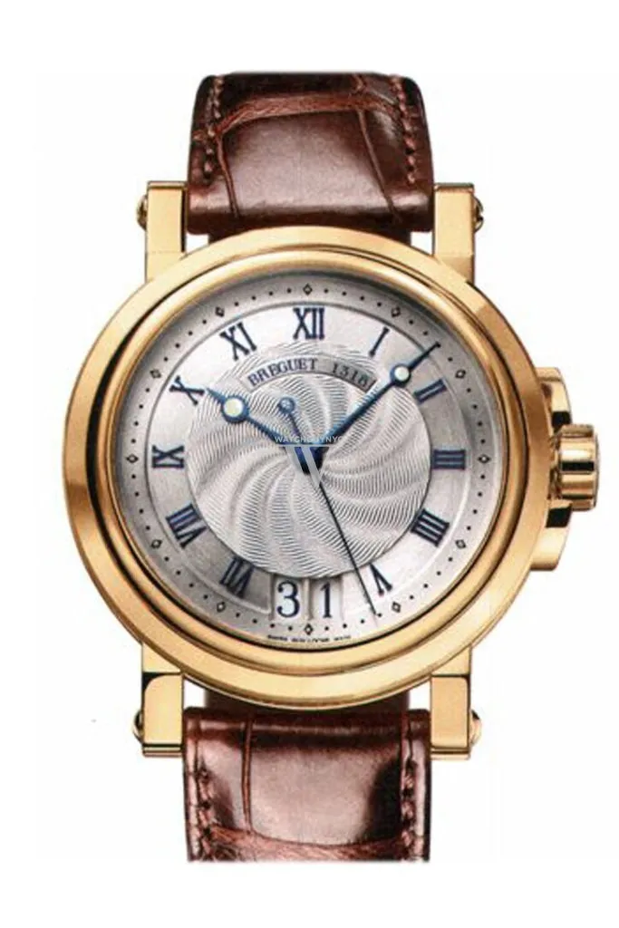 Breguet Marine Silver Dial Leather Men's Watch 5817BA129V8