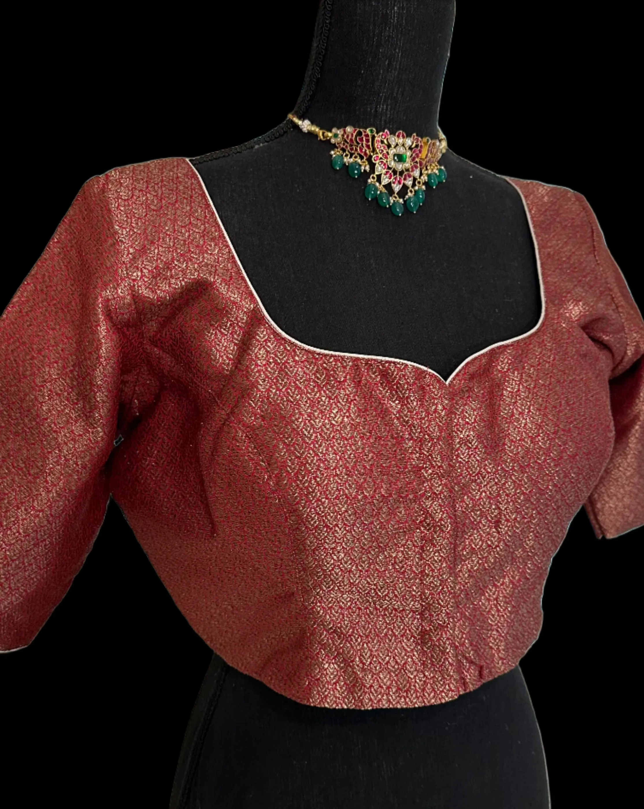 Brocade pure silk red blouse online usa silk blouses ready to wear online shopping bandhani blouse online