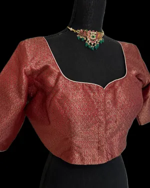 Brocade pure silk red blouse online usa silk blouses ready to wear online shopping bandhani blouse online
