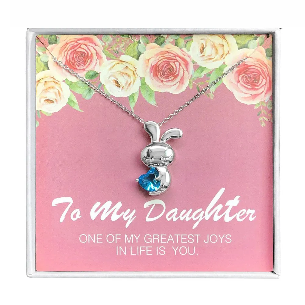 Daughter Greeting Card Sterling Silver Hearts Necklace Girls