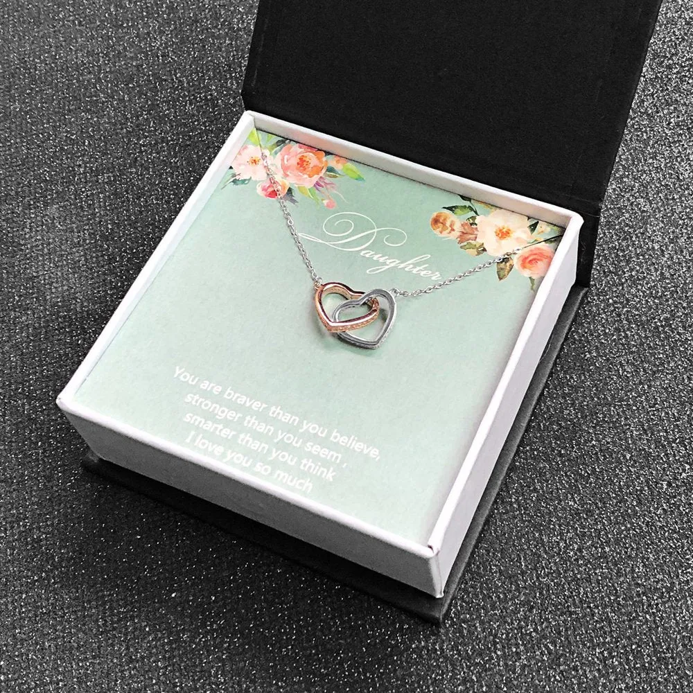Daughter Greeting Card Sterling Silver Hearts Necklace Girls