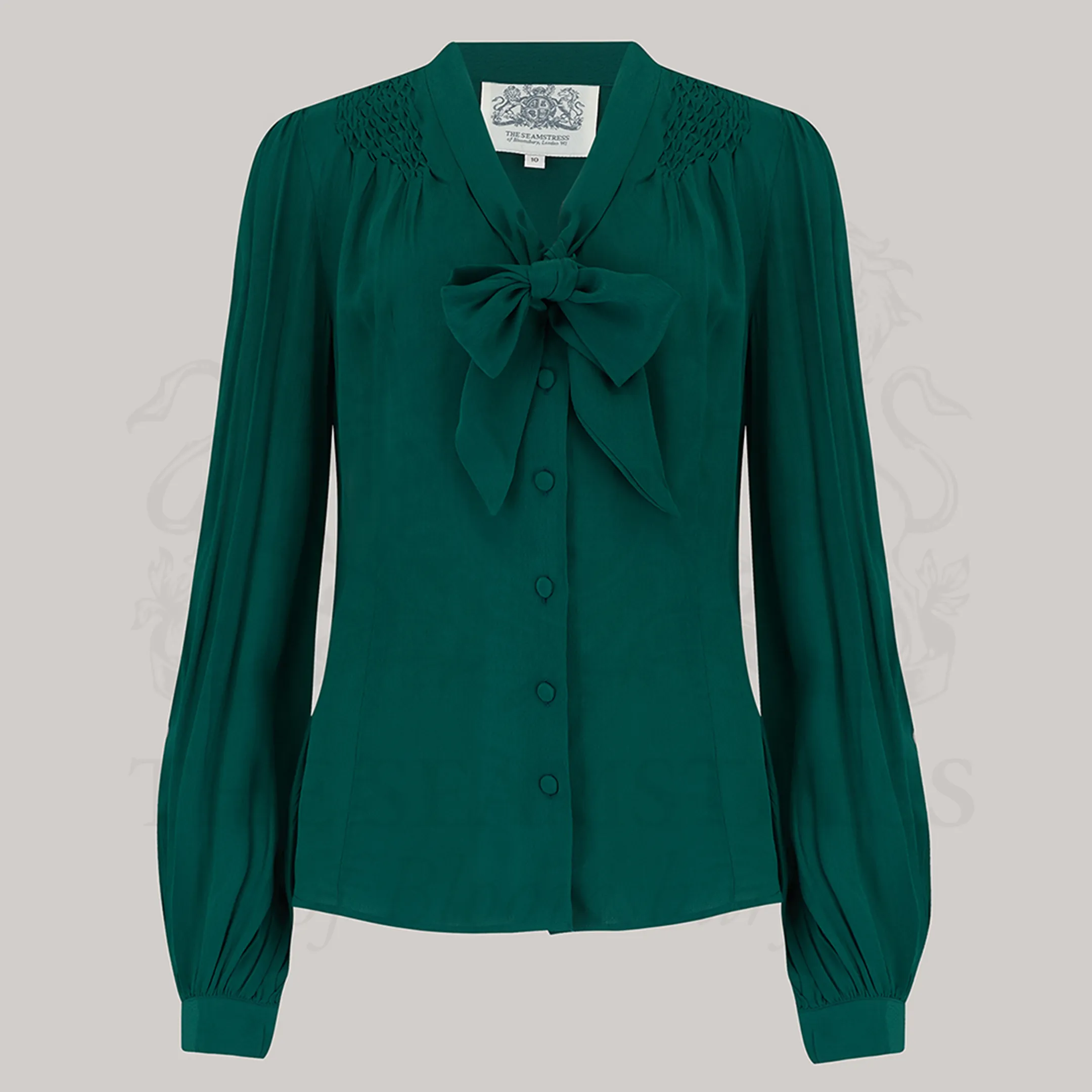 Eva Pussy Bow Blouse in Hampton Green