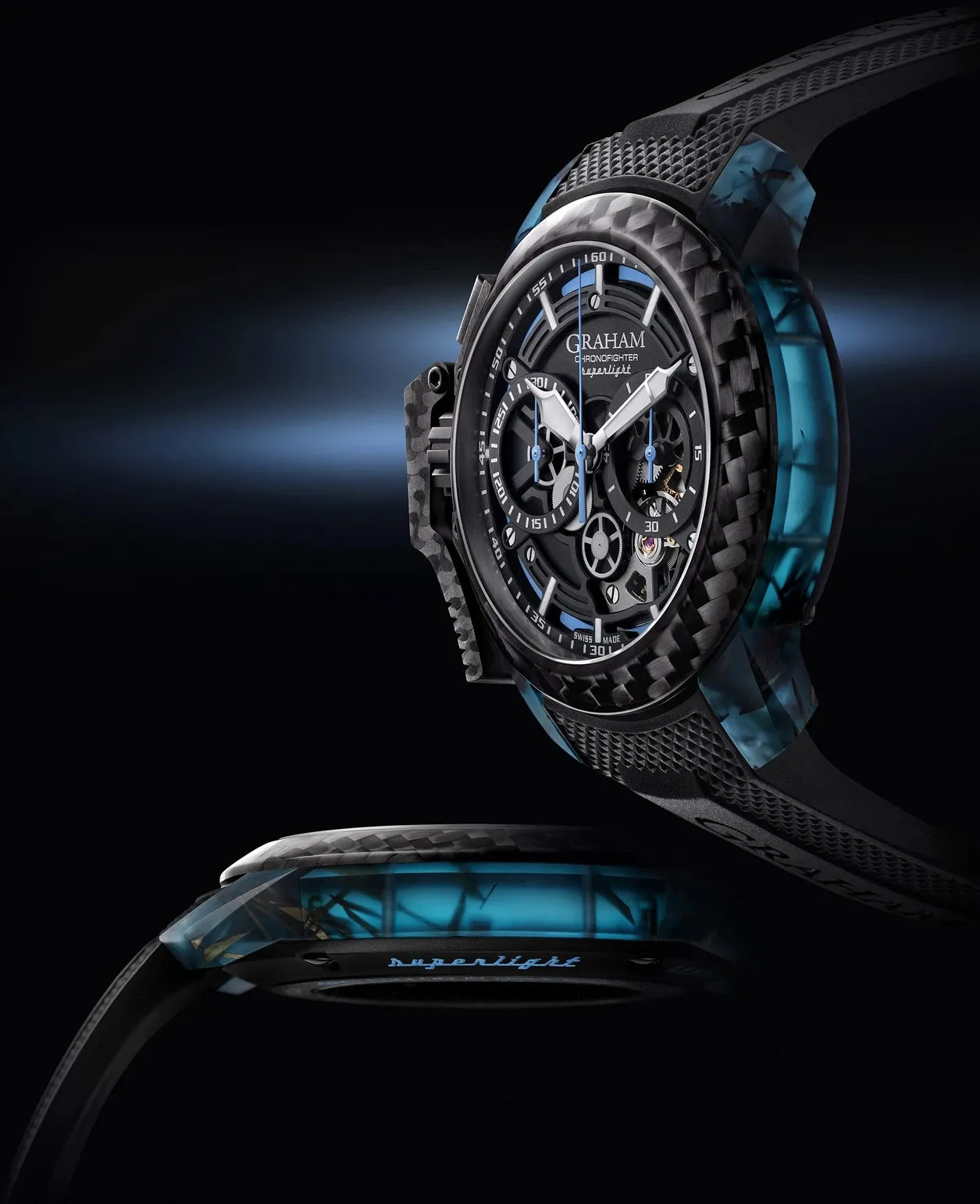 GRHM Watch Chronofighter Superlight Carbon Strip Skeleton Blue