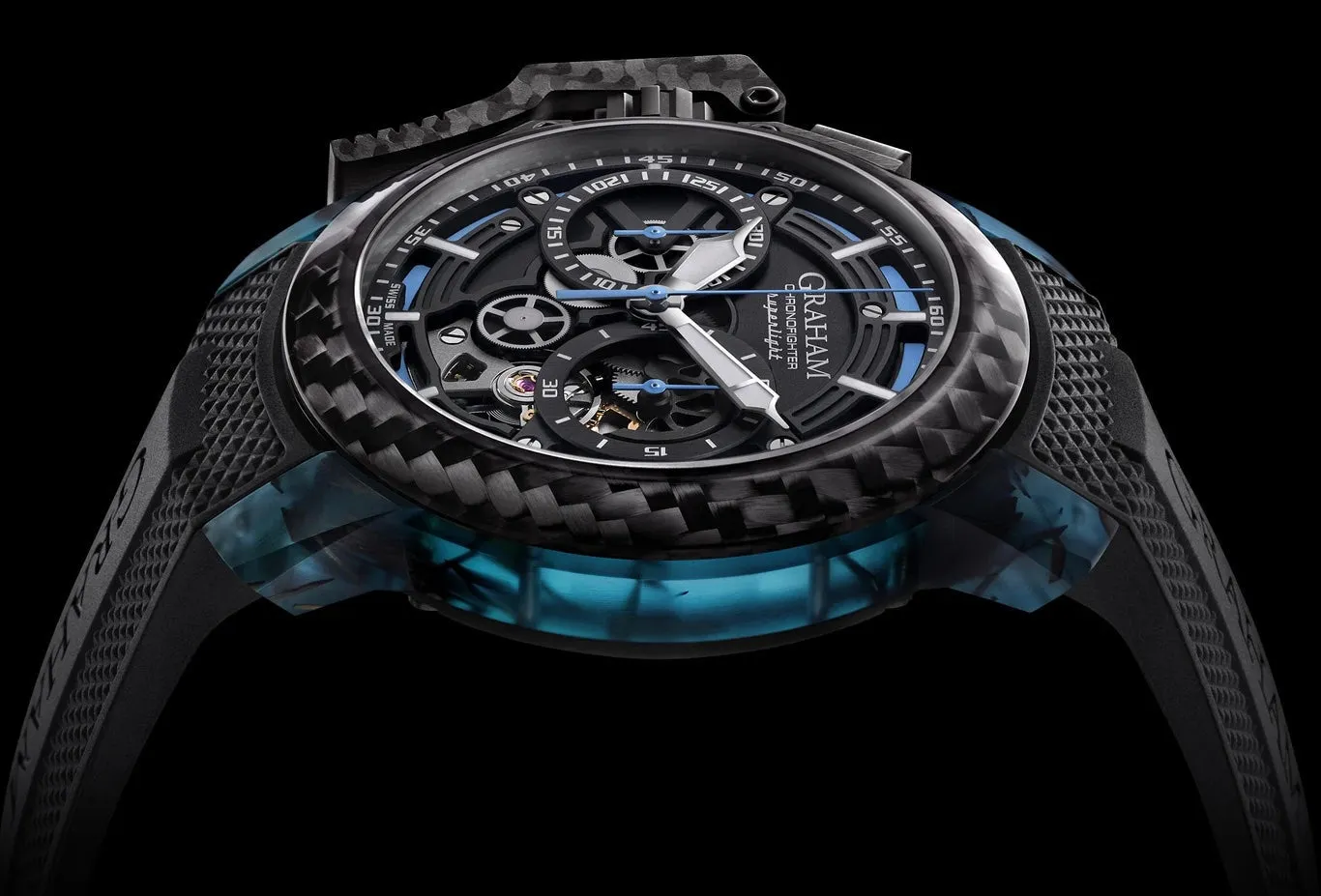 GRHM Watch Chronofighter Superlight Carbon Strip Skeleton Blue