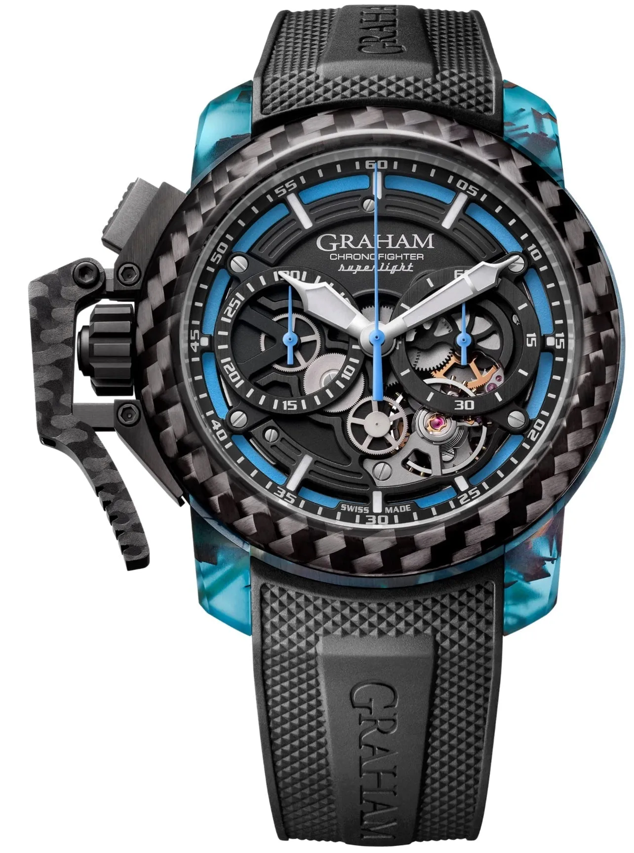 GRHM Watch Chronofighter Superlight Carbon Strip Skeleton Blue
