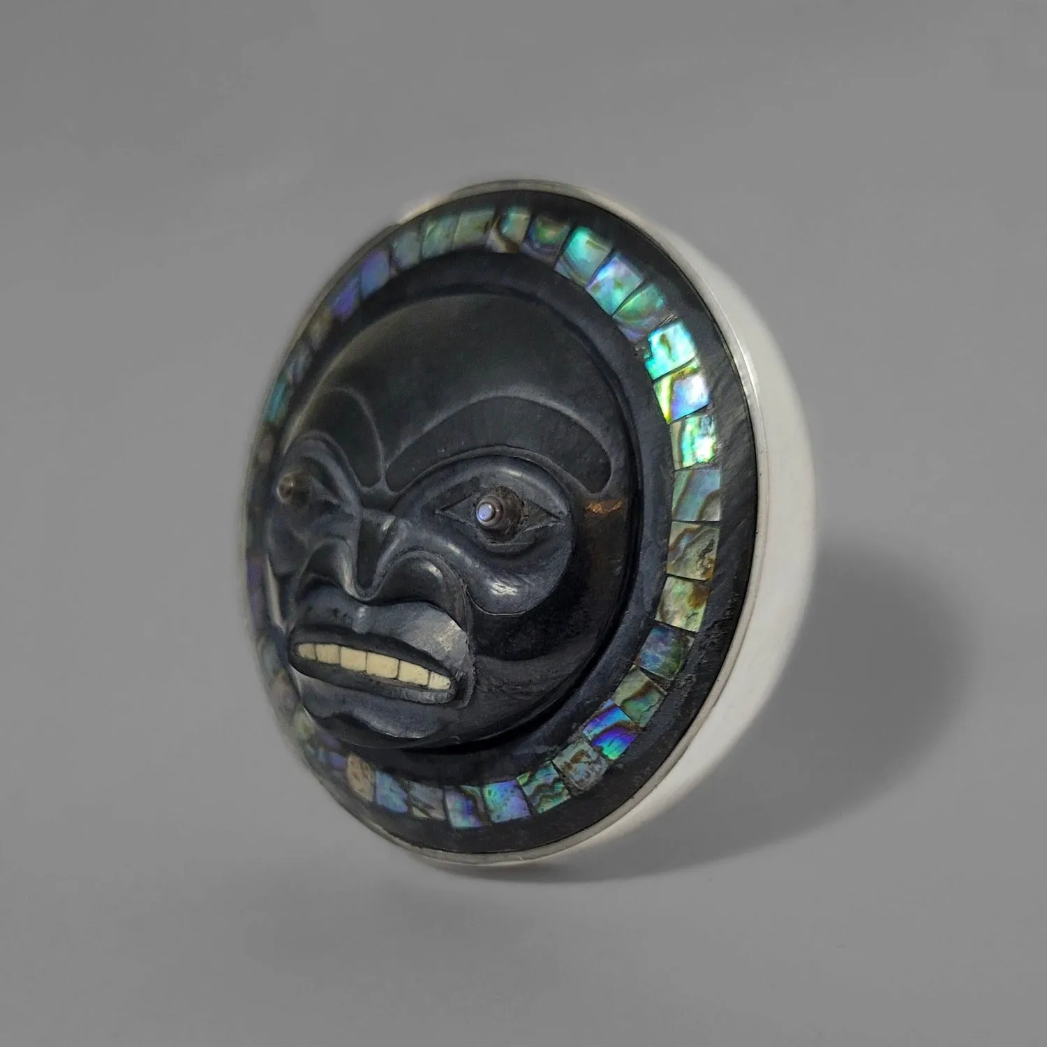 Haida Moon Argillite & Silver Pendant