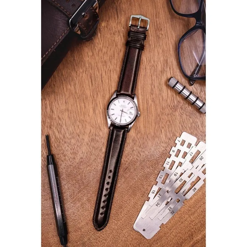 Hirsch ASCOT English Leather Watch Strap in BROWN