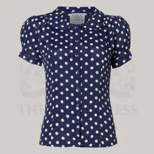 Jive Blouse in Navy Polka