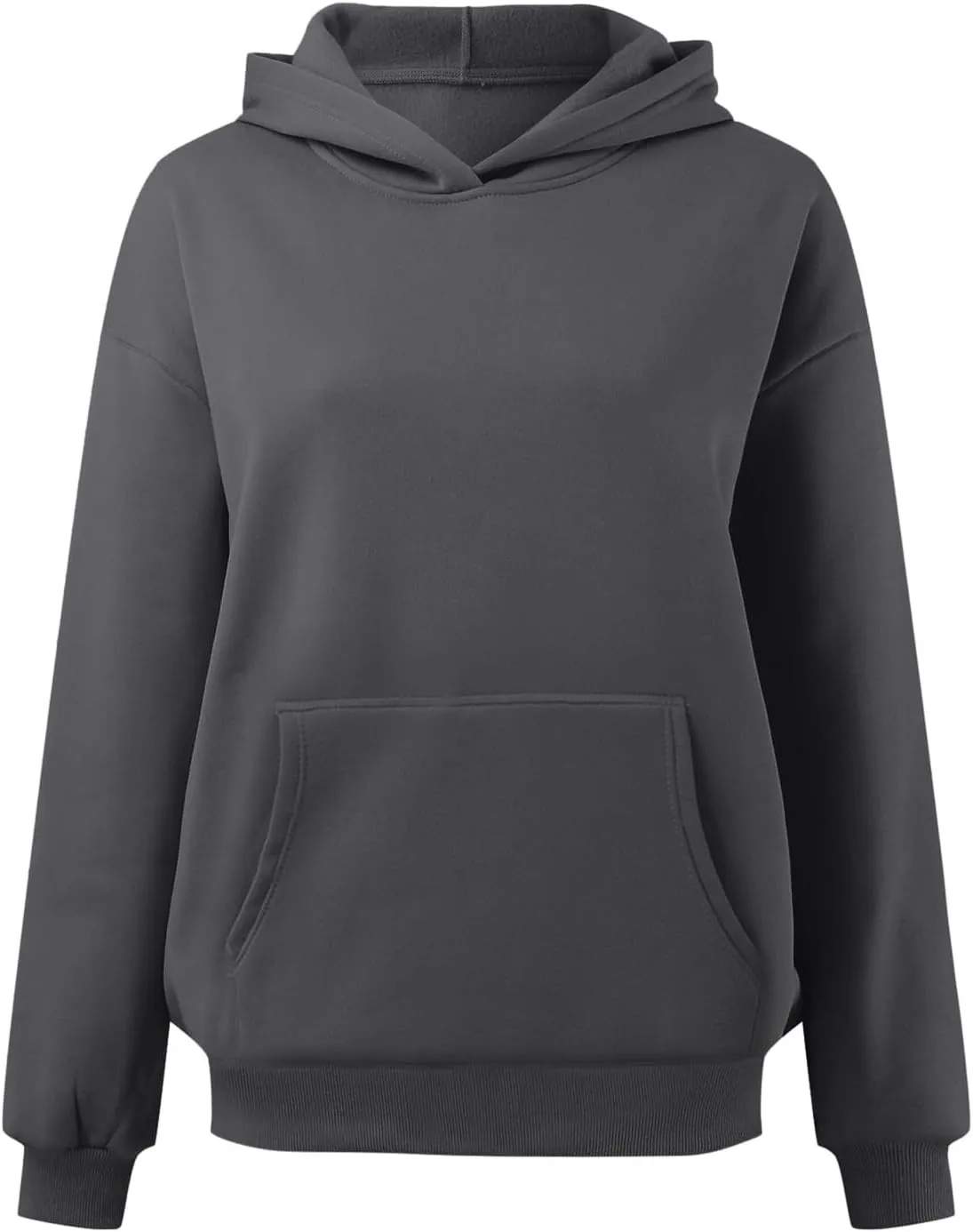 JiXiang Hoodies for Women Oversized Pullover Artificial Long Sleeve Short Velvet Sweaters Sweatshirts Clothes with Pockets