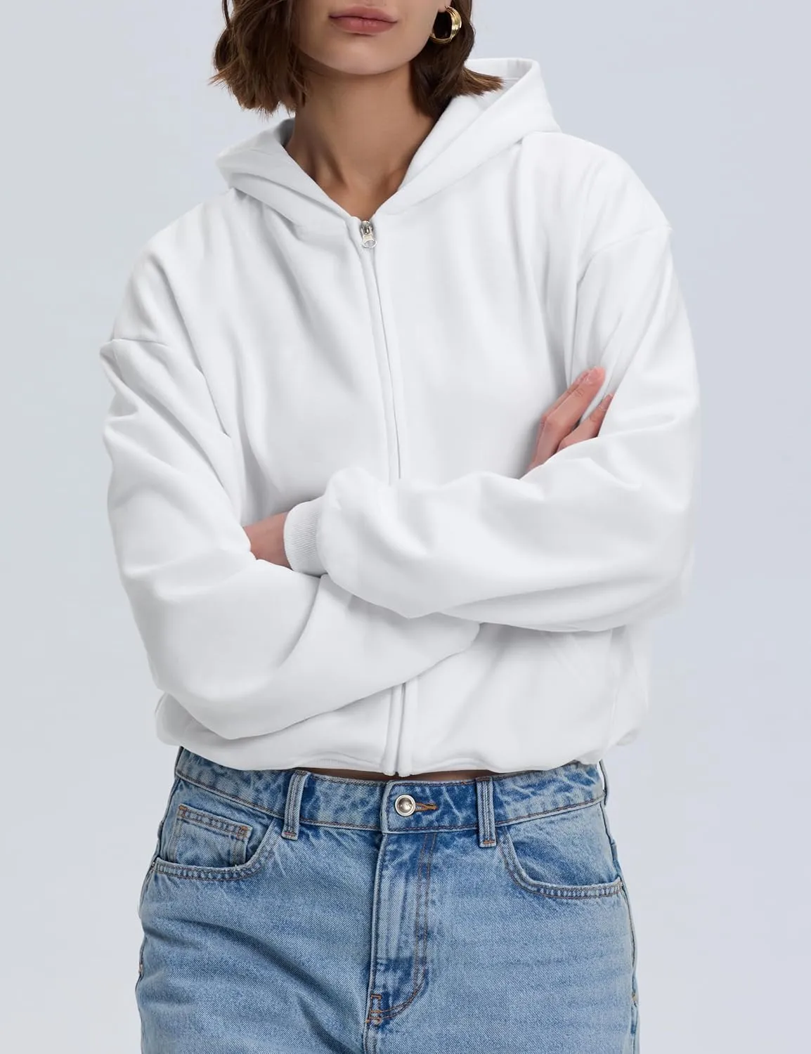 kayamiya Women's Zip Up Hoodie Cropped Long Sleeve Fleece Sweatshirts Casual Jackets With Pockets