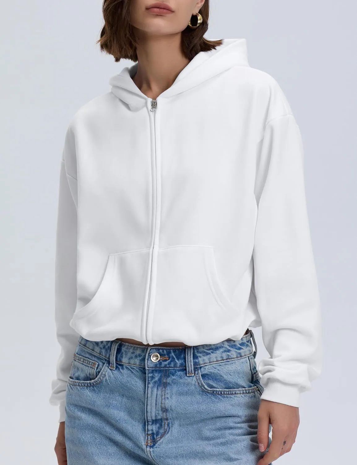 kayamiya Women's Zip Up Hoodie Cropped Long Sleeve Fleece Sweatshirts Casual Jackets With Pockets
