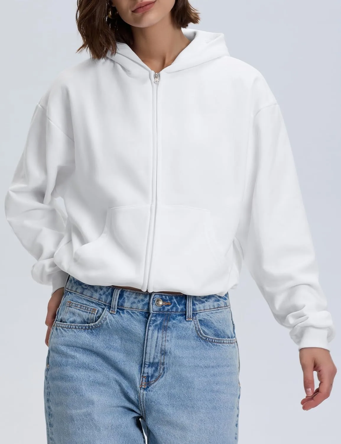 kayamiya Women's Zip Up Hoodie Cropped Long Sleeve Fleece Sweatshirts Casual Jackets With Pockets