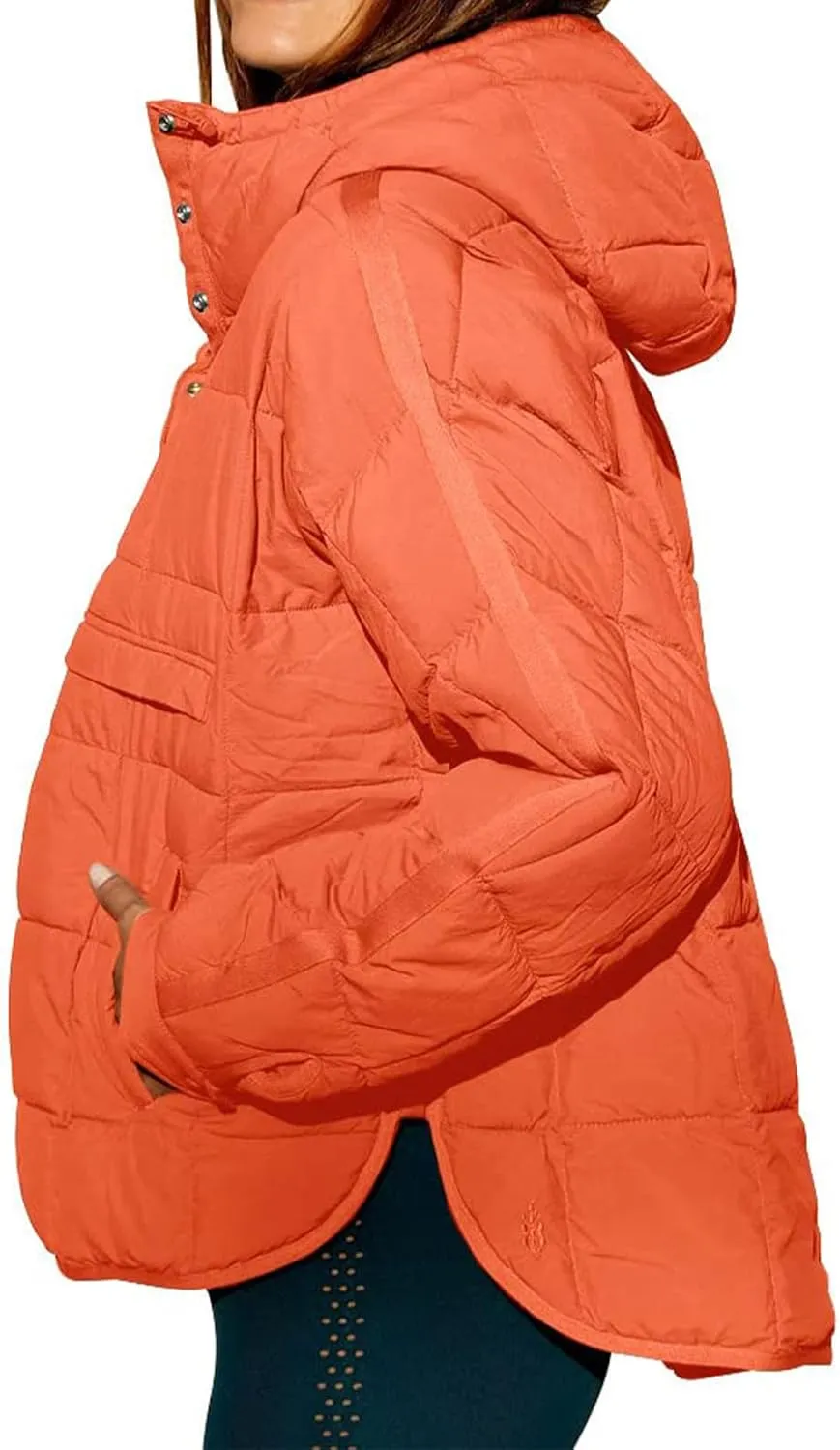 Kubbon Womens Oversized Hooded Puffer Jacket Quilted Lightweight Soft Comfy Padded Hoodies Coat Long Sleeve Warm Winter Coat