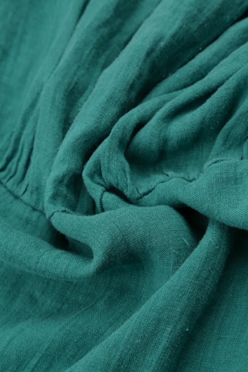 Layered Turquoise Gauze Linen Blouse