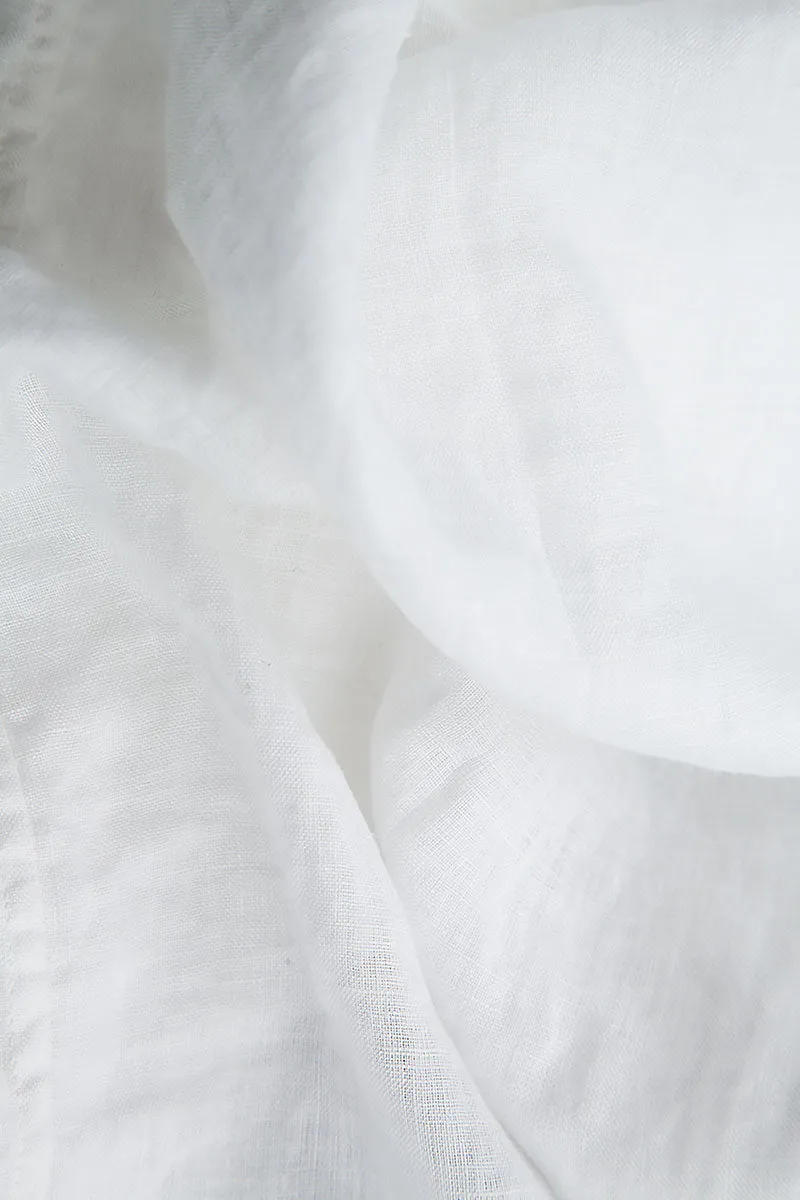 Layered White Gauze Linen Blouse