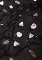 Made To Order: Black Mirror Embroidery blouse, Customizable