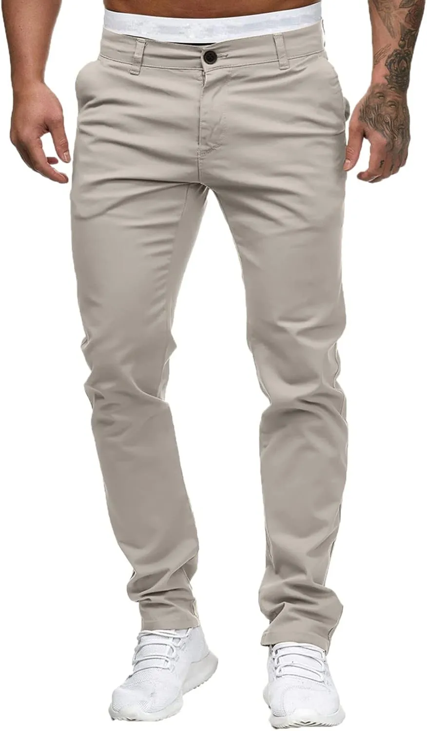 Men's Chino Pants Classic-Fit Casual Stretch Trousers Straight-Fit Wrinkle-Resistant Pants Casual Slim-Fit Pants