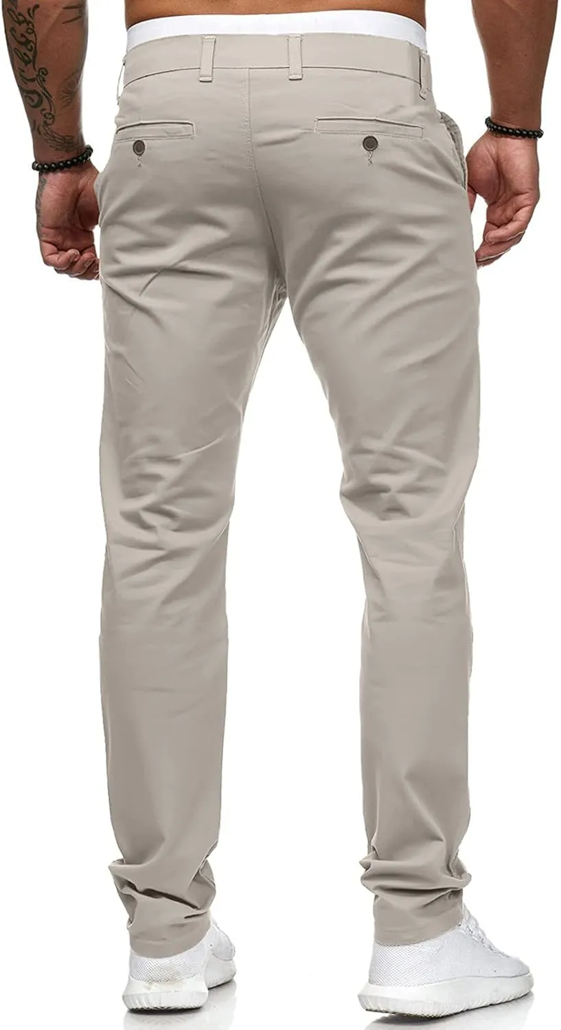 Men's Chino Pants Classic-Fit Casual Stretch Trousers Straight-Fit Wrinkle-Resistant Pants Casual Slim-Fit Pants
