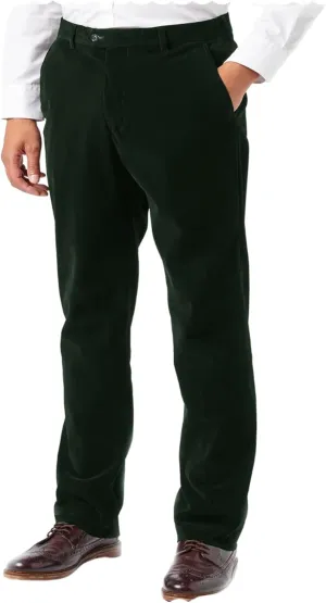 Men's Velvet Suit Trousers Classic Fit Flat Front Casual Pants