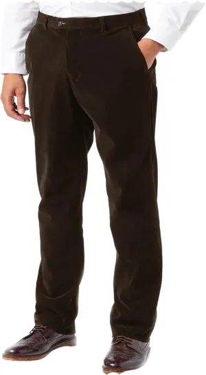 Men's Velvet Suit Trousers Classic Fit Flat Front Casual Pants
