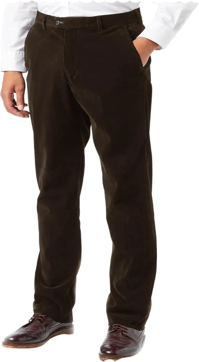 Men's Velvet Suit Trousers Classic Fit Flat Front Casual Pants