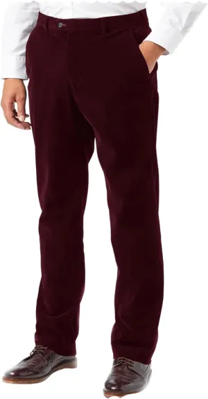 Men's Velvet Suit Trousers Classic Fit Flat Front Casual Pants