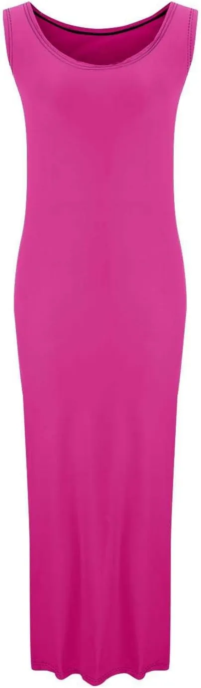 NaRHbrg Women's Sleeveless Maxi Dress Summer Casual Bodycon Tank Dress Stretchy Slim Fit Long Dresses for Party Evening Beach