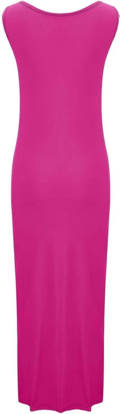 NaRHbrg Women's Sleeveless Maxi Dress Summer Casual Bodycon Tank Dress Stretchy Slim Fit Long Dresses for Party Evening Beach