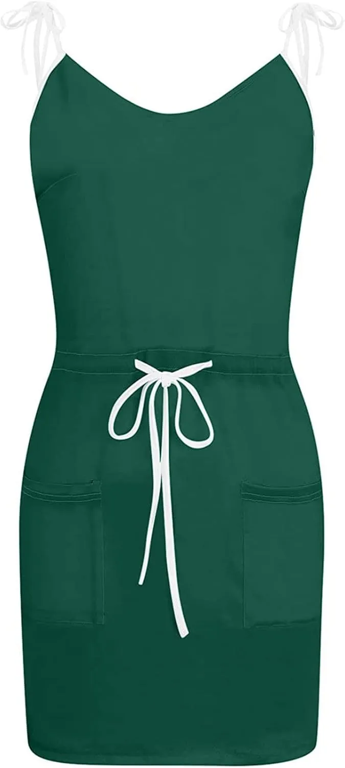 NaRHbrg Women's Sleeveless Tank Dress Summer Casual V-Neck Drawstring Waist Mini Dress with Pockets Flowy Beach Sundress