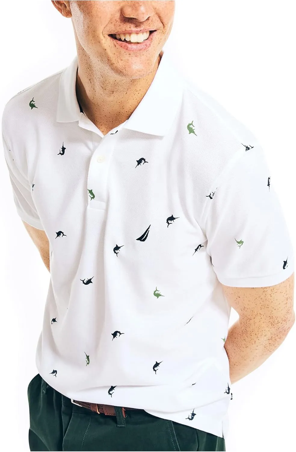 Nautica Men's Classic Fit Printed Deck Polo