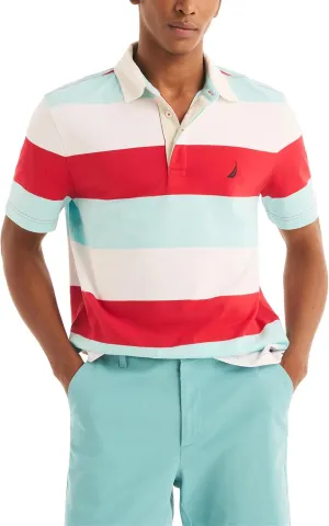 Nautica Men's Sustainably Crafted Classic Fit Striped Rugby Polo