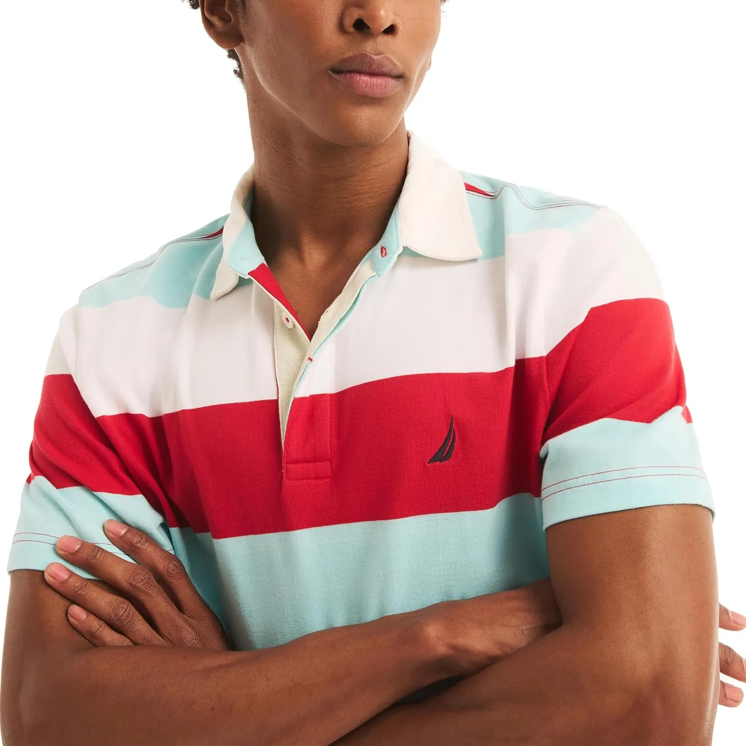 Nautica Men's Sustainably Crafted Classic Fit Striped Rugby Polo