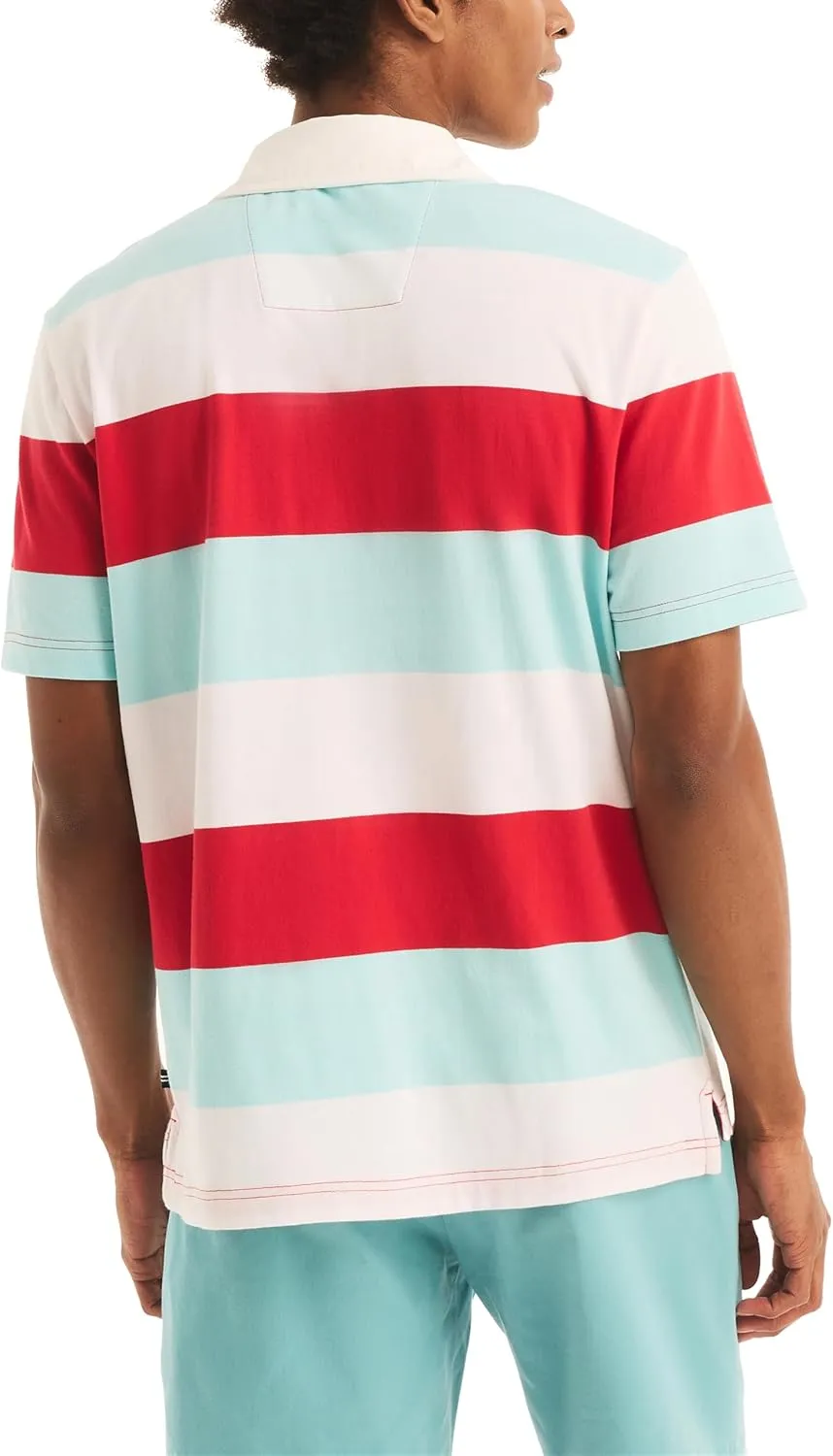 Nautica Men's Sustainably Crafted Classic Fit Striped Rugby Polo
