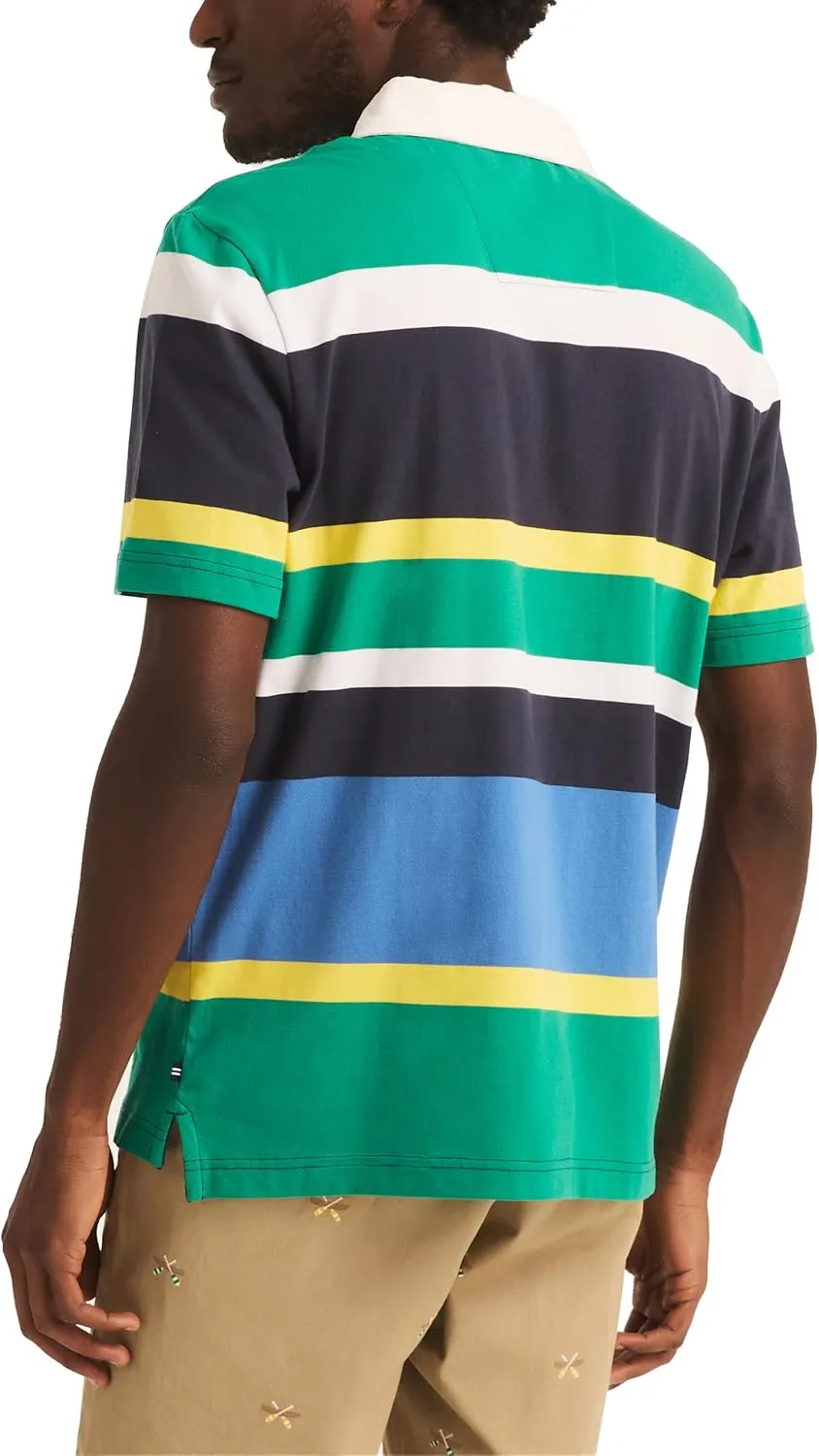 Nautica Men's Sustainably Crafted Classic Fit Striped Rugby Polo