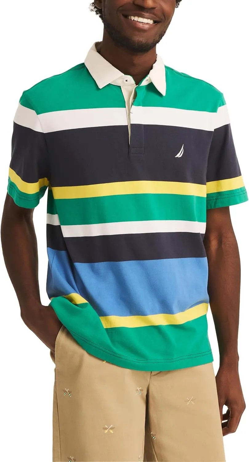 Nautica Men's Sustainably Crafted Classic Fit Striped Rugby Polo