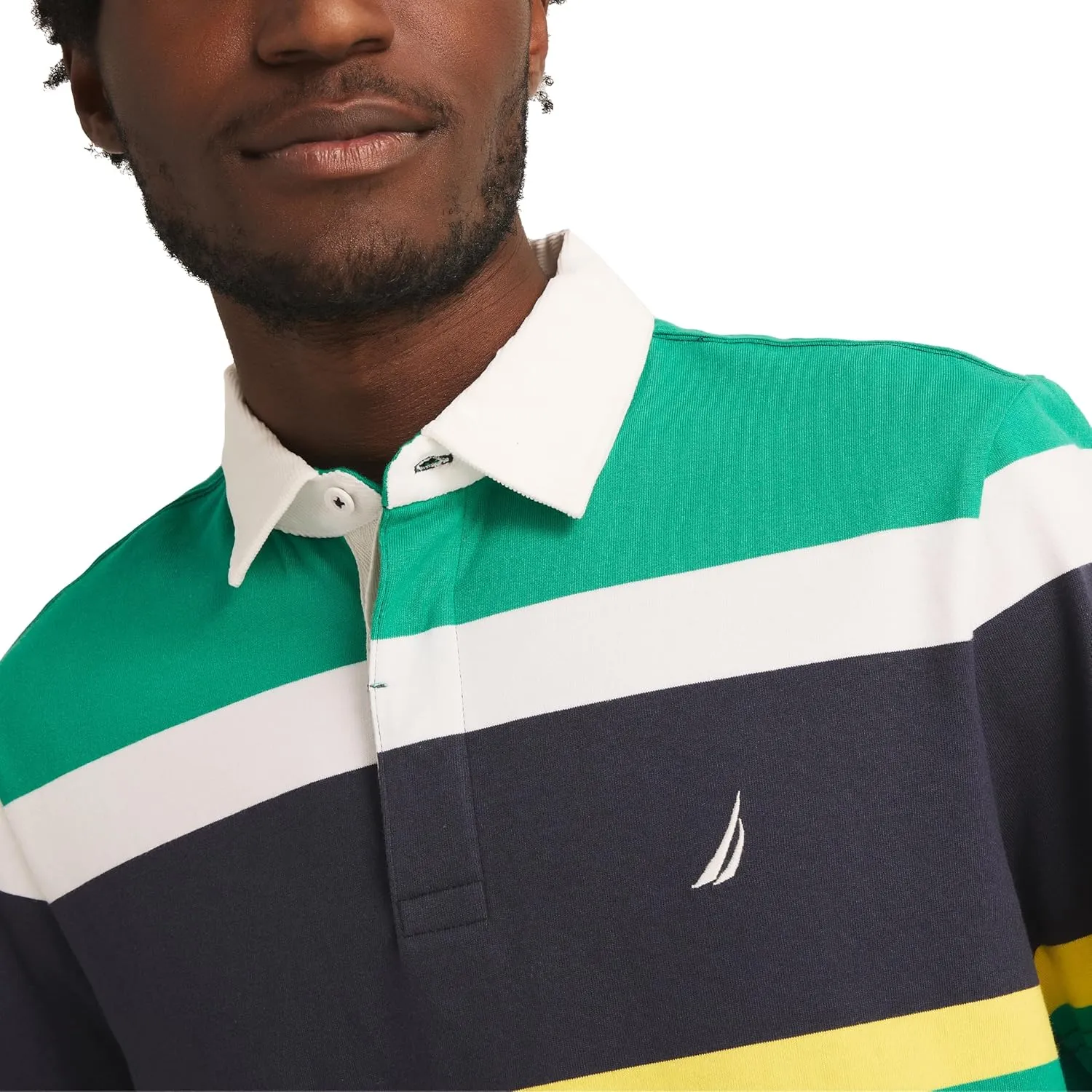 Nautica Men's Sustainably Crafted Classic Fit Striped Rugby Polo