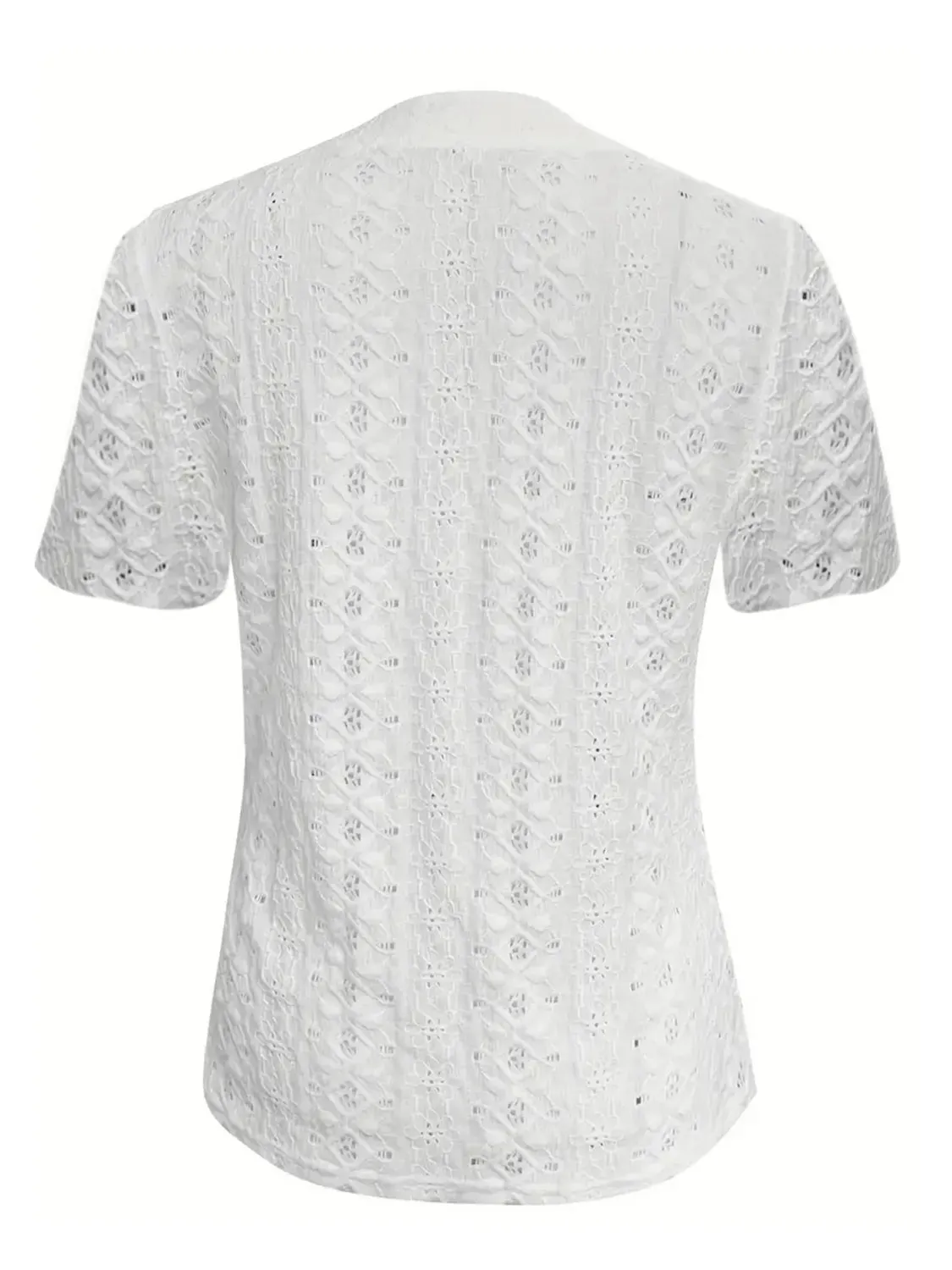Openwork Notched Short Sleeve Top- White or Black Color Options