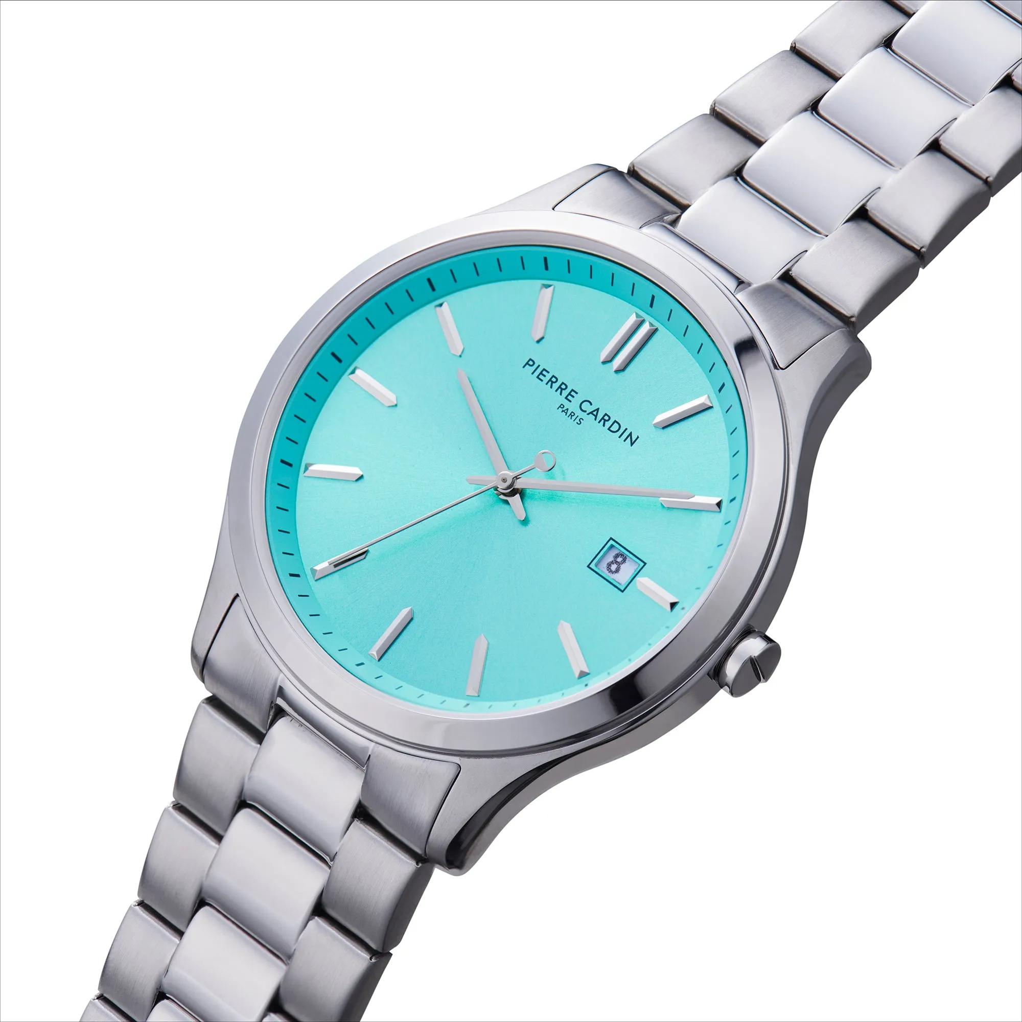 Épinettes Essential Stainless Steel Watch with Tiffany Blue Dial and Metal Links Strap